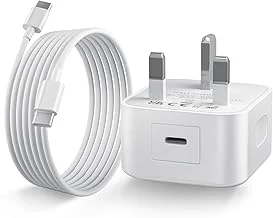 20W USB-C Fast Charger Kit with 6FT Cable – PD 3.0 Power Adapter for iPhone 17/16/15 Series, iPad, & Android Devices